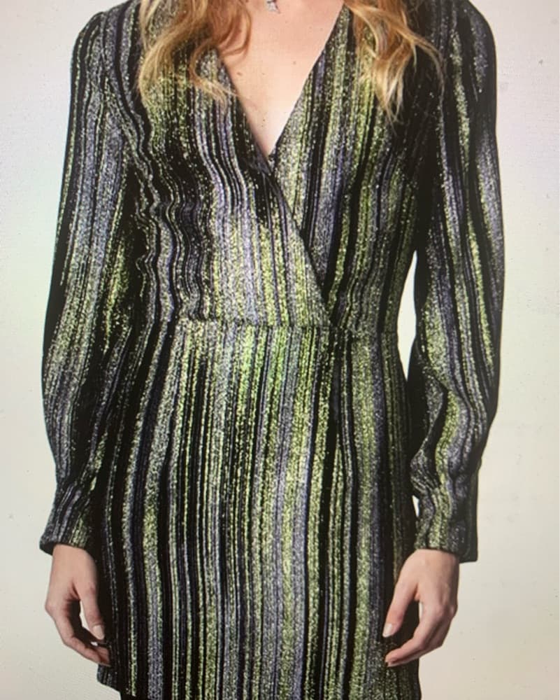 Velvet Silk Black, Silver, Green. Dress - Image 2
