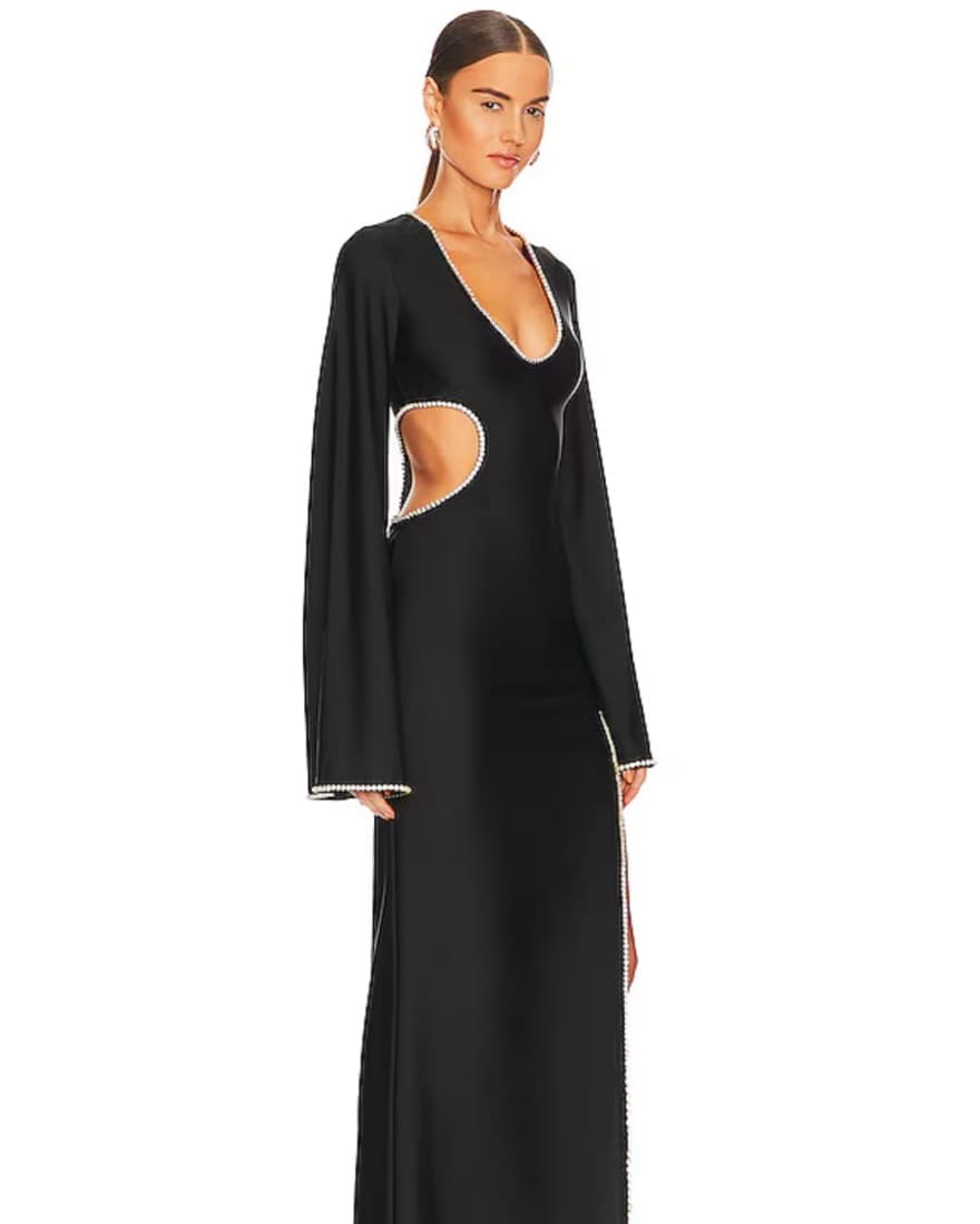 Kira Diamante Trim Maxi Dress in Black  - Image 2