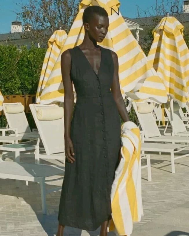 DÔEN  Black Linen ALLENE Dress - Image 3