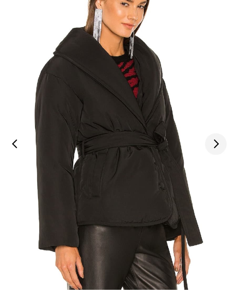 Black Carla Puffer Waist Tie Jacket - Image 3
