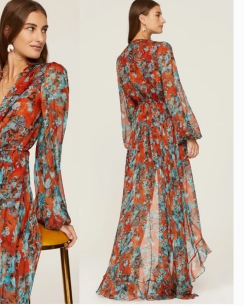 Caroline Constas Vivian Silk Gown Wrap Multicolor S - Image 1