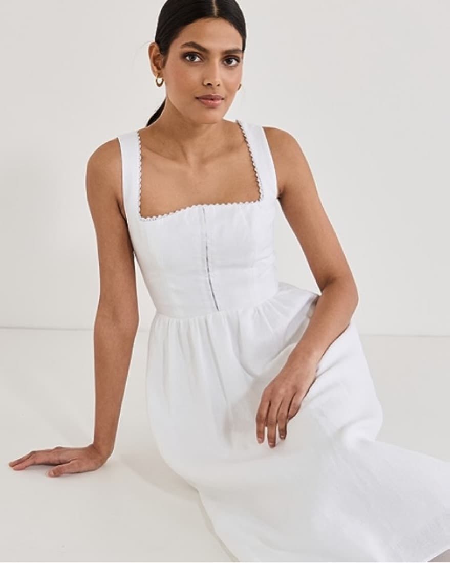 Reformation Tagliatelle White Linen Dres - Image 1