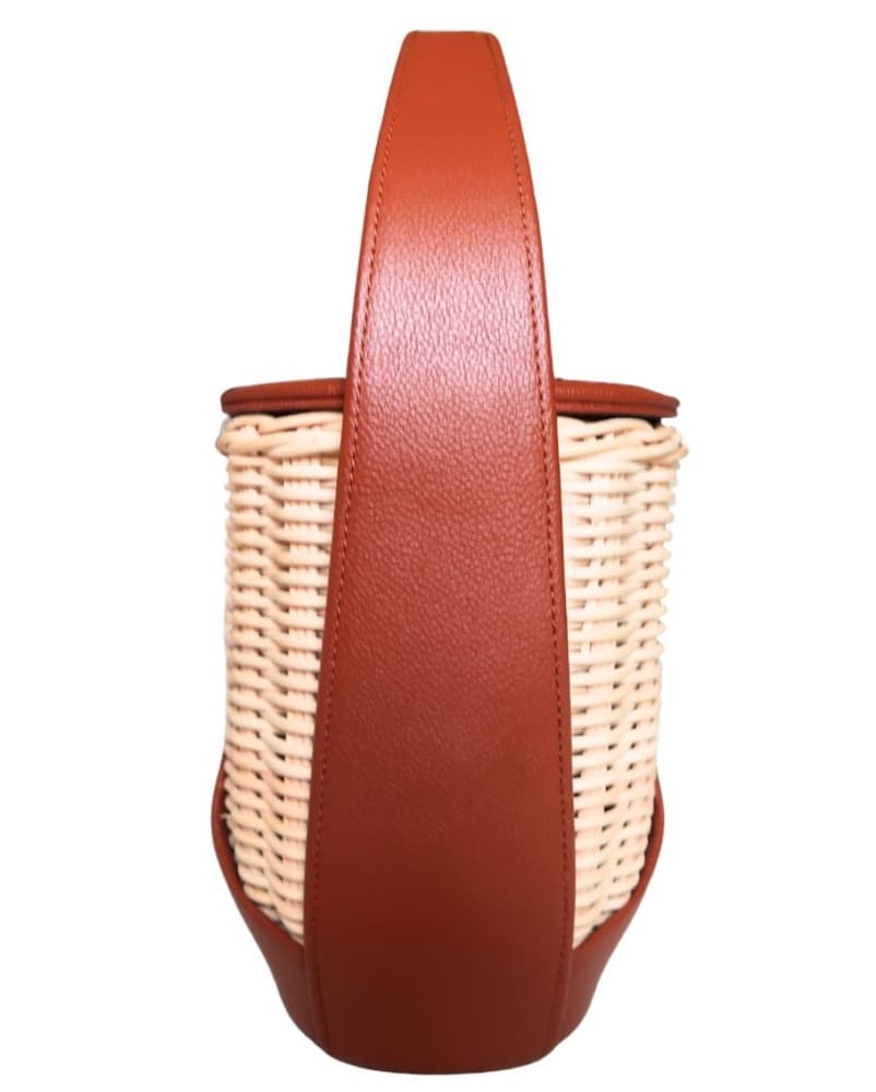 POLENE YKE WICKER LEATHER HANDBAG Brown by Polene | Pickle