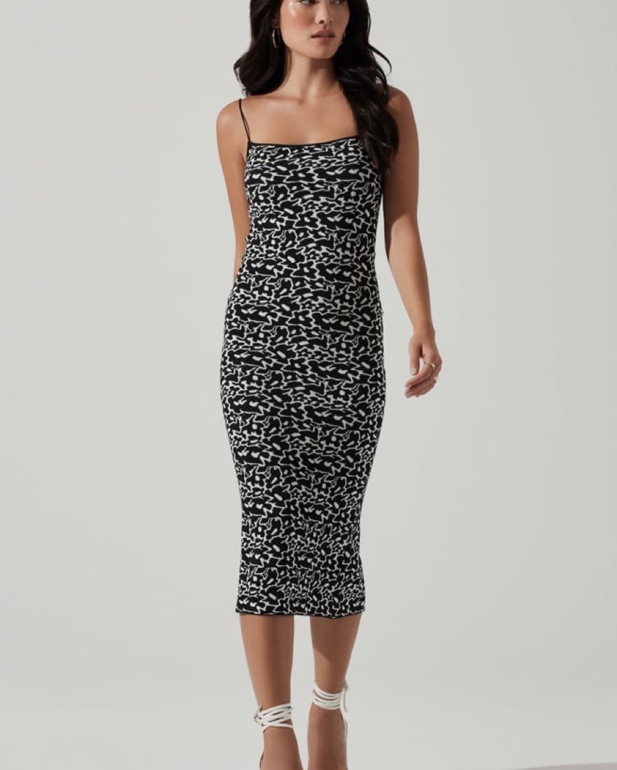 Black And White Print Maxi Dress - Image 1