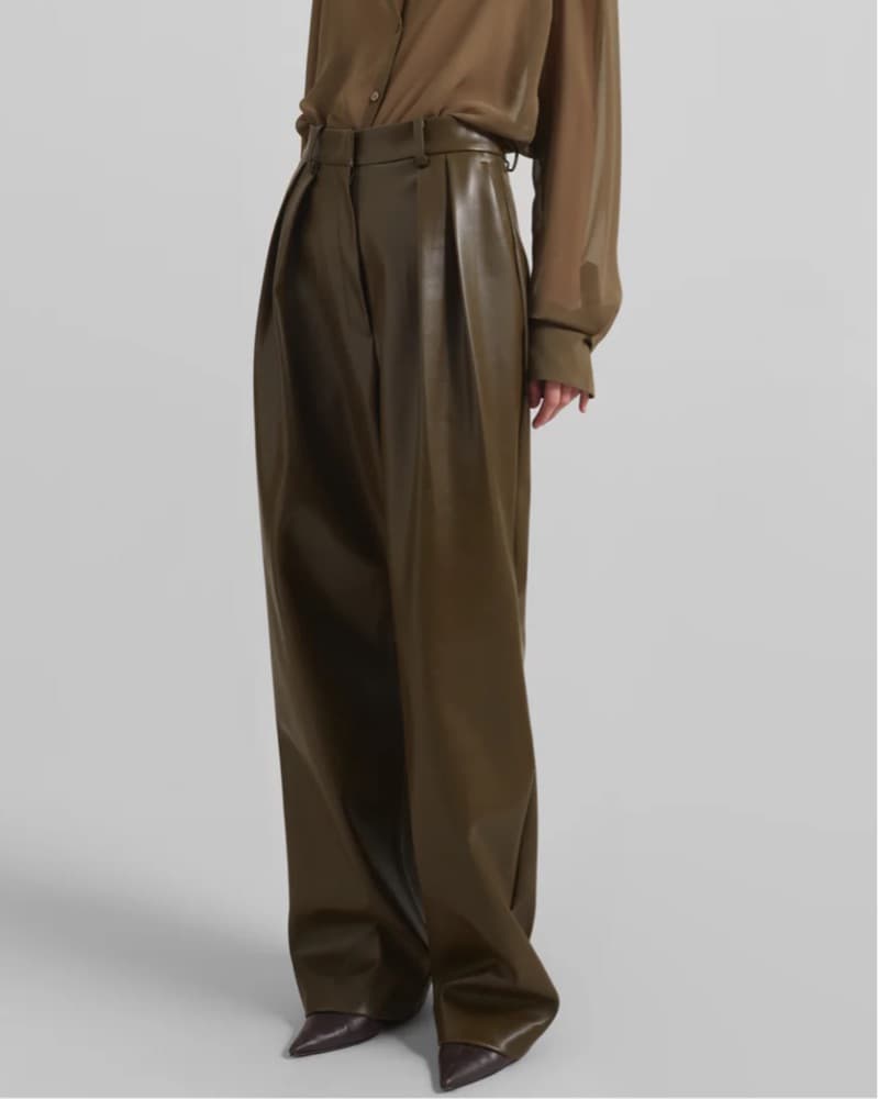 Frankie Shop Olive Leather Pants  - Image 1