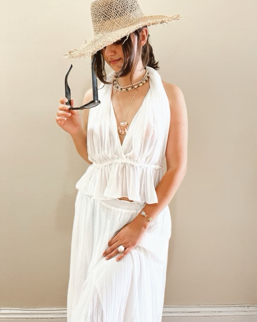 White Pleated two Piece - Image 1