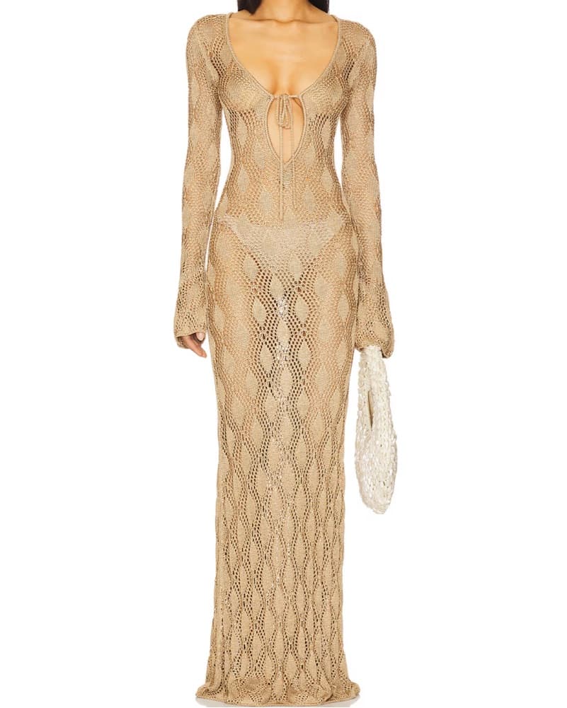 Captivating Crochet Long Dress - Image 1
