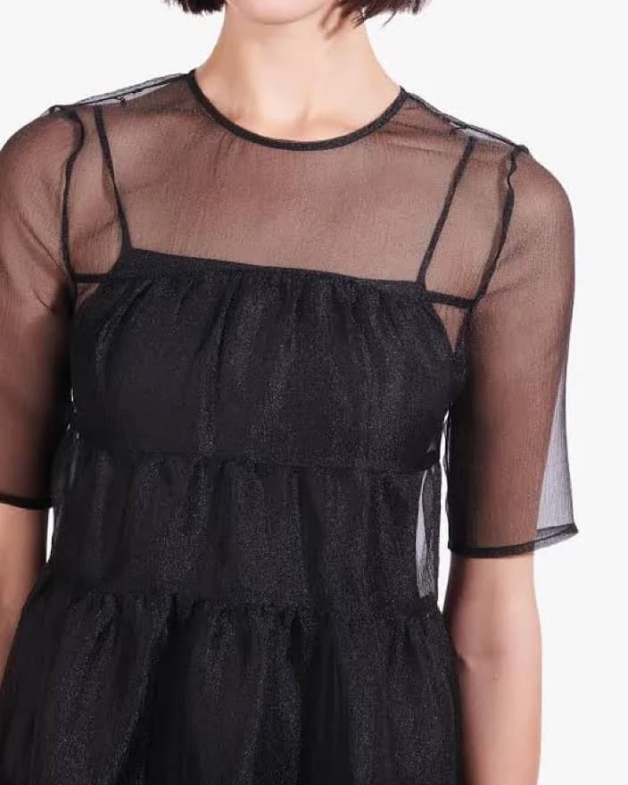 Staud Black Tulle Dress - Image 4