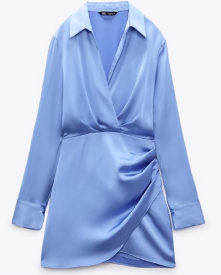 ZARA - Satin Effecf Dress In Blue - Image 1