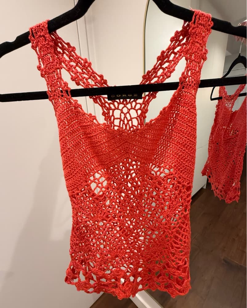 GORGE Crochet Tank Top – Bright Coral - Image 3