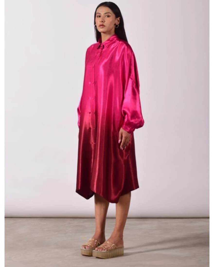 Satin Hand Dyed Shirtdress - Image 4