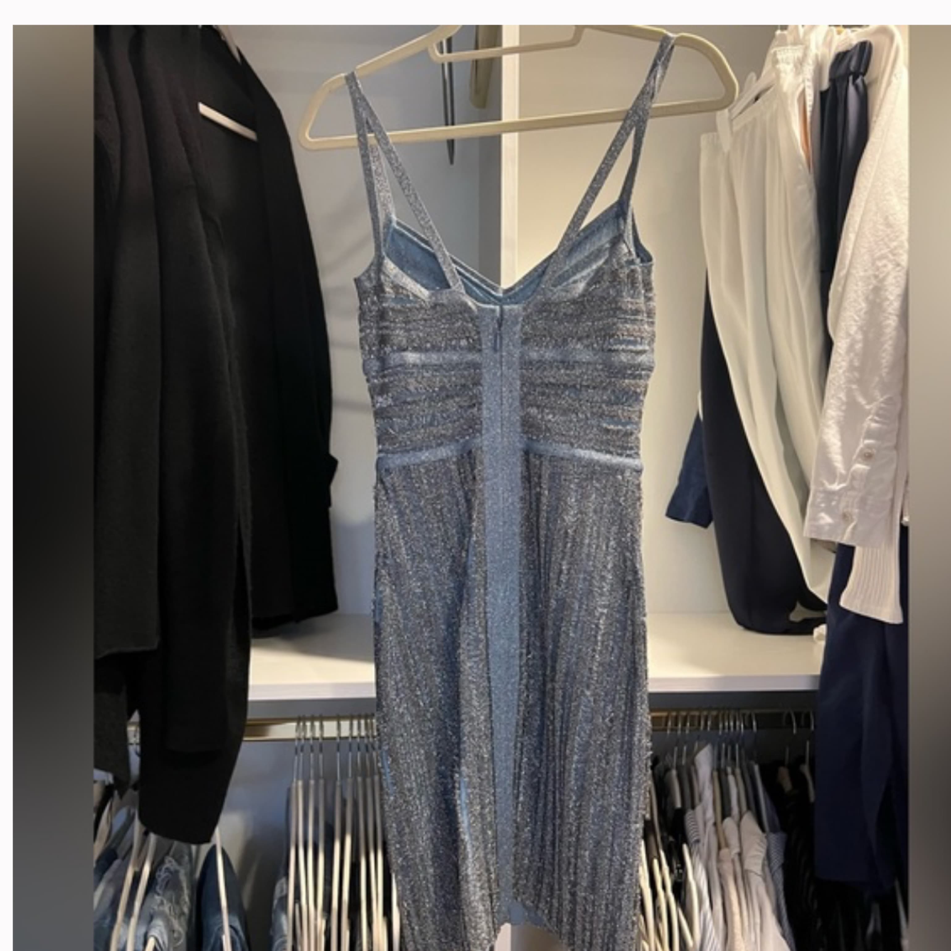 Herve leger Mini Dress Silver - Image 4