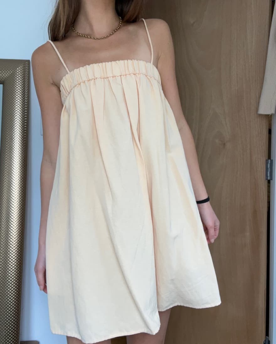 Tan/Peach Zara Linen Blend Mini Dress - Image 3