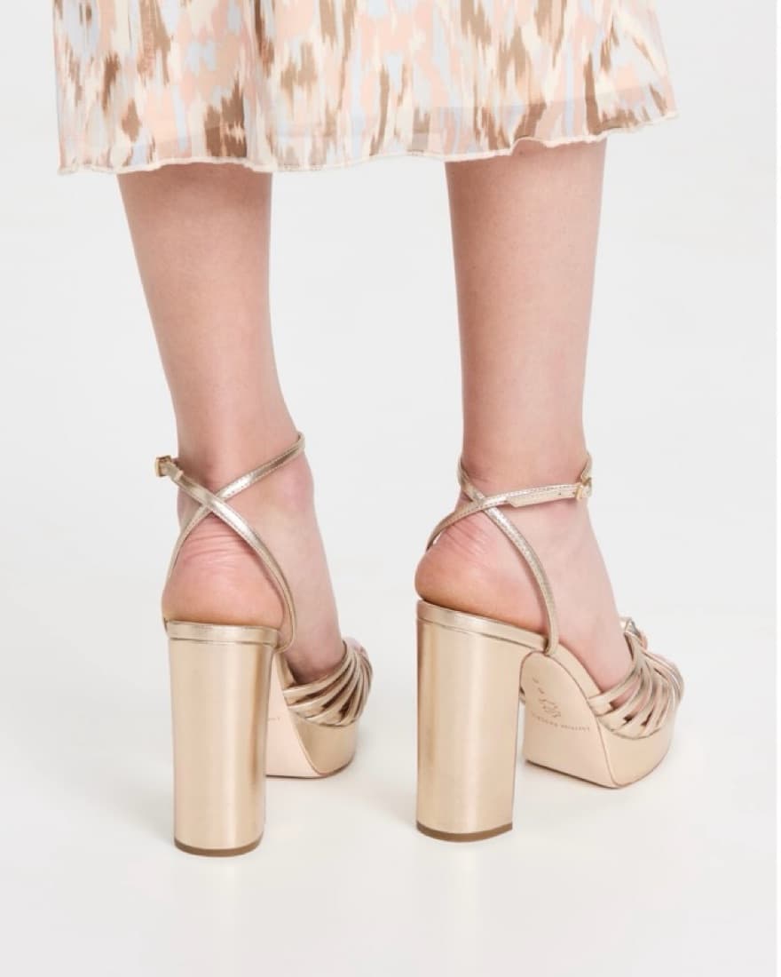 Loeffler Randall Gold Platform Sandals - Image 4