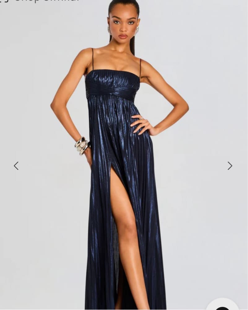 Retrofete Navy Pleated Gown - Image 1