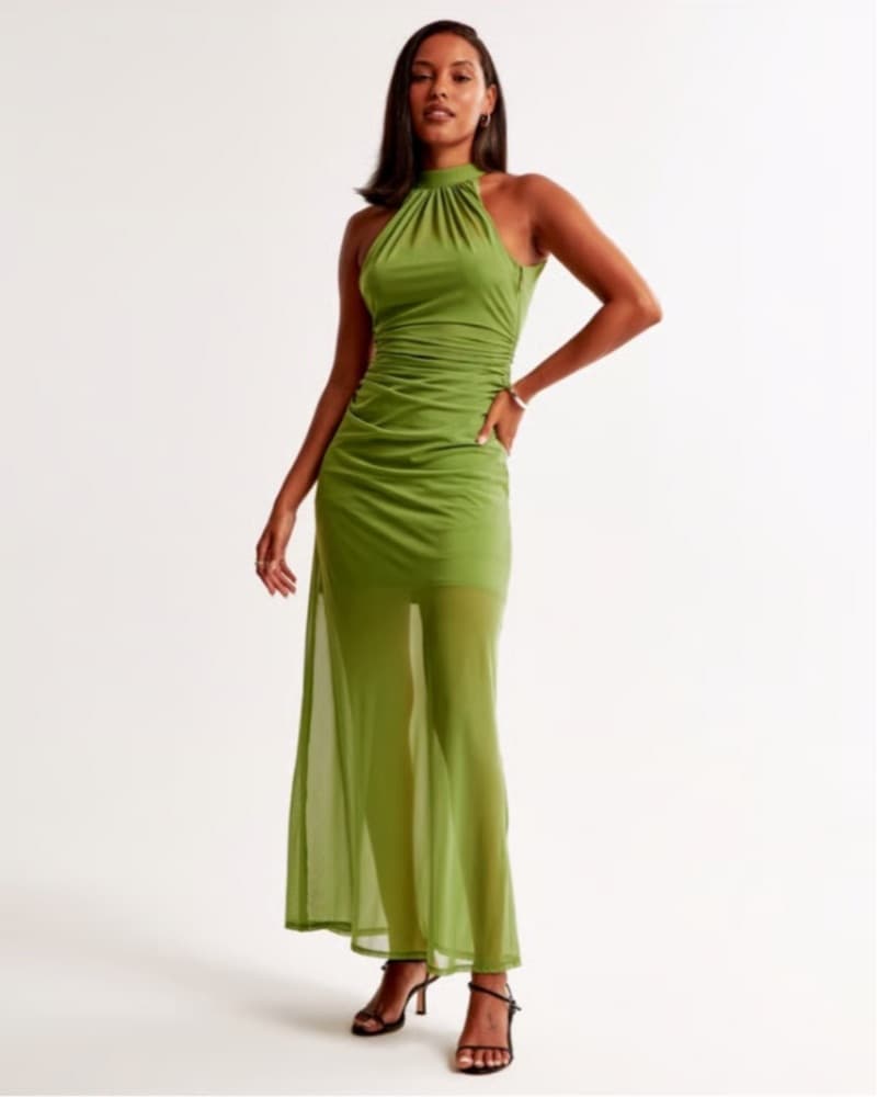 Vibrant Green Halter Maxi Dress - Image 1