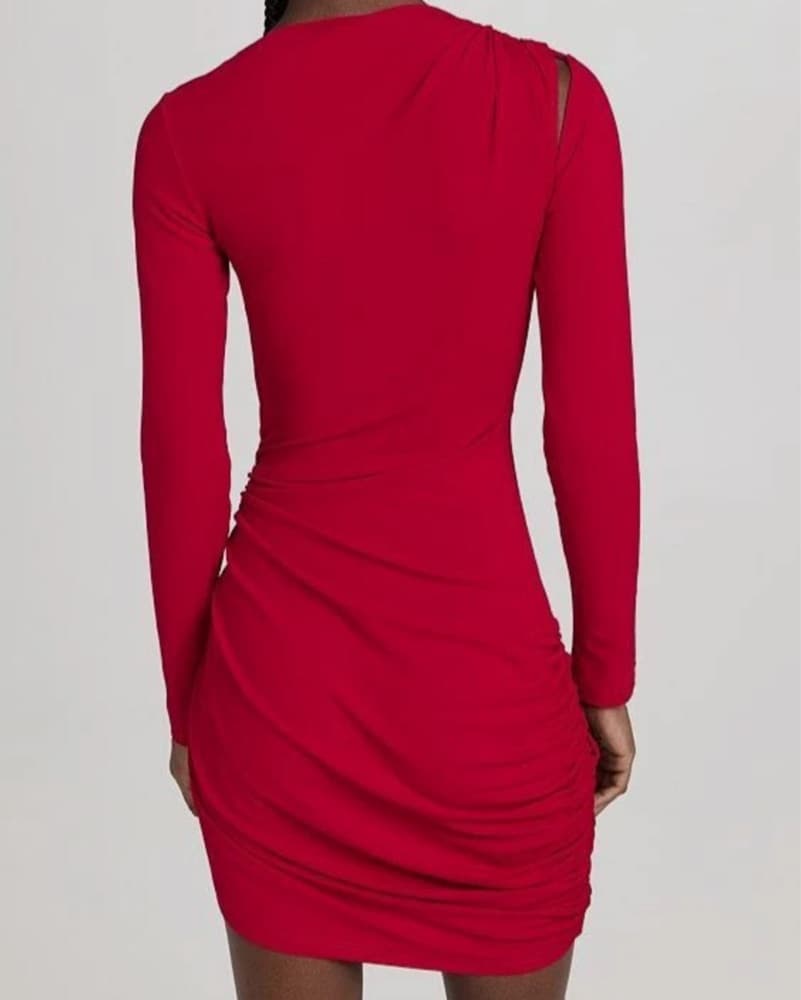 Monse Red Long Sleeve Keyhole Dress  - Image 5