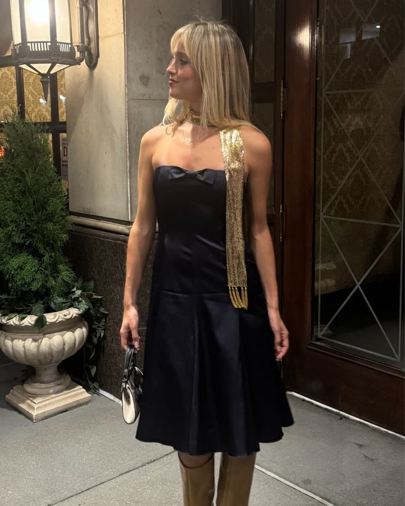 Navy Moschino Strapless Drop Waist Dress - Image 2