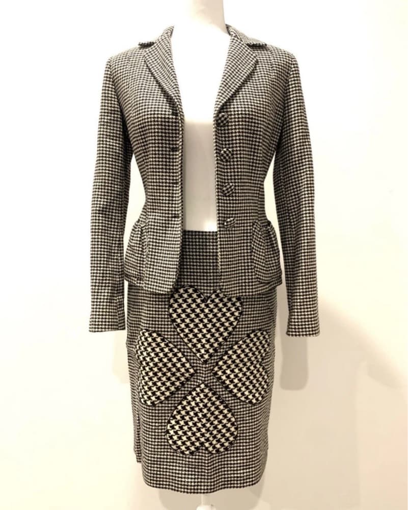 Moschino Houndstooth Peplum Jacket and Skirt Set - Image 2