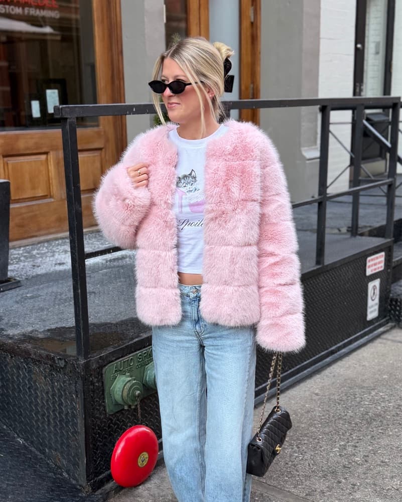 Pink Faux Fur Jacket - Image 1