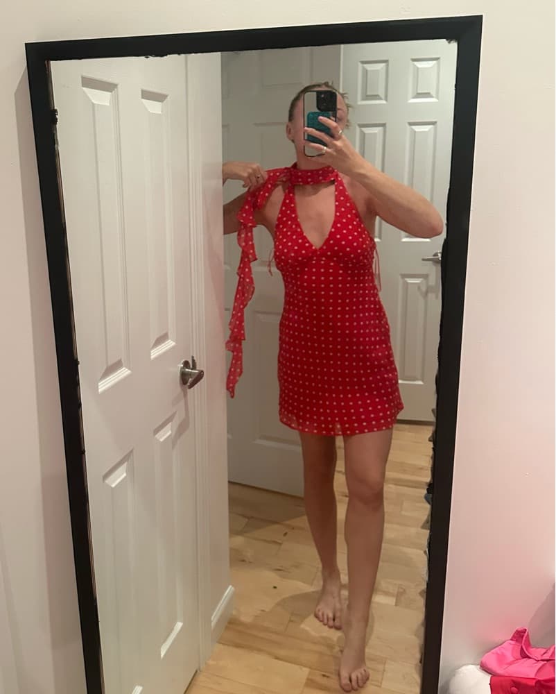 Vibrant Res Polka Dot Dress With Scarf - Image 1