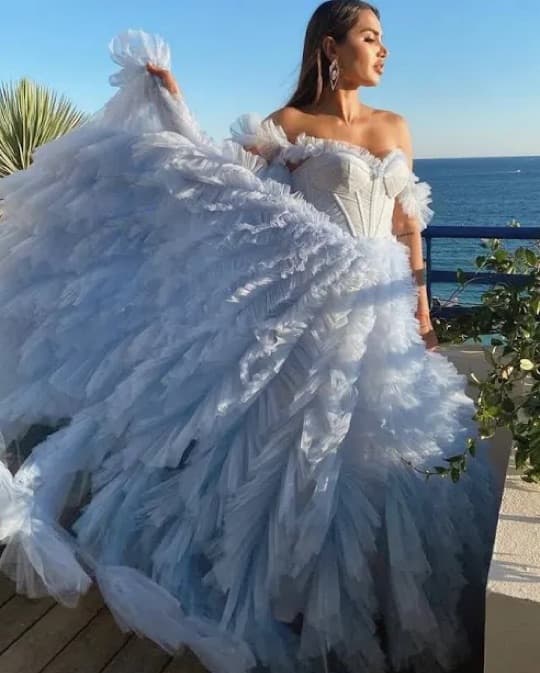 920$ Milla Blue Ruffle Gown - Image 4