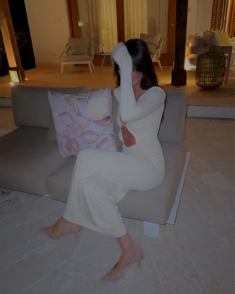 Weworewhat Elegant Cream Cut Out Dress - Image 1