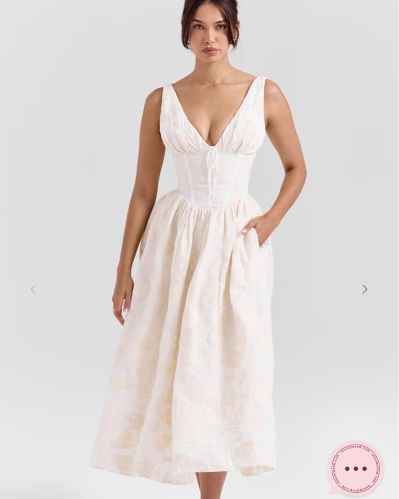 Ivory Floral Embroidered Corset Sundress - Image 1