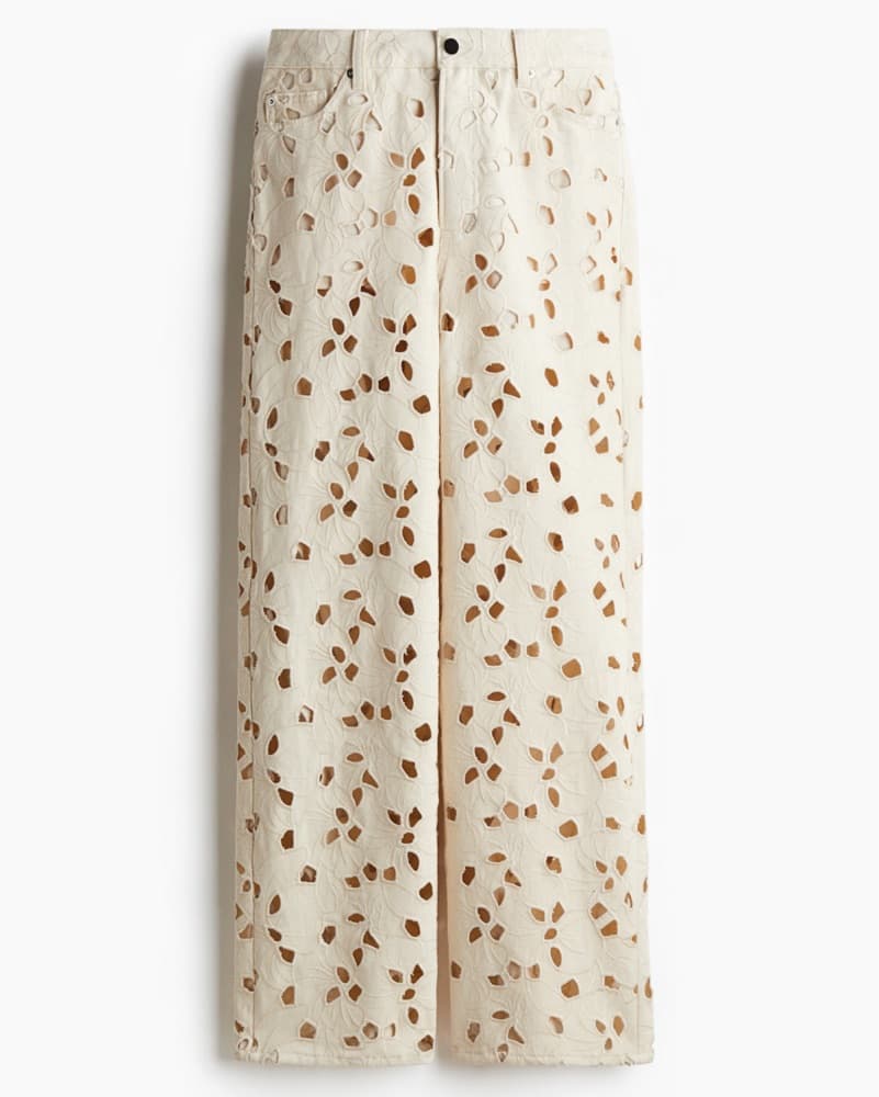 EYELET-EMBROIDERED JEANS - Image 1