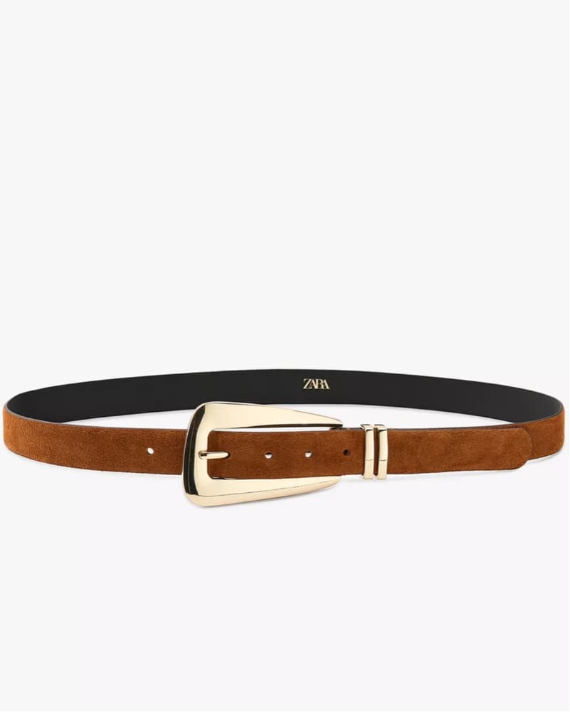 Brown suede with gold buckle belt  - Image 3