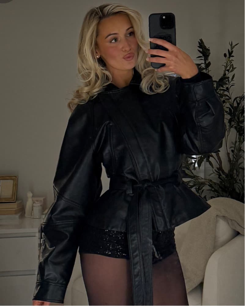Zara Belted Leather Jacket - Image 1