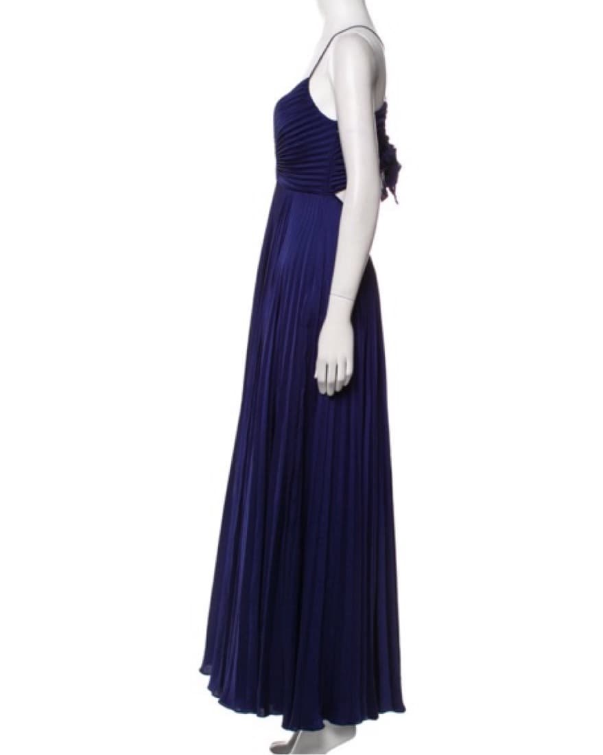ALC Blue Satin Pleated Dress - Image 2