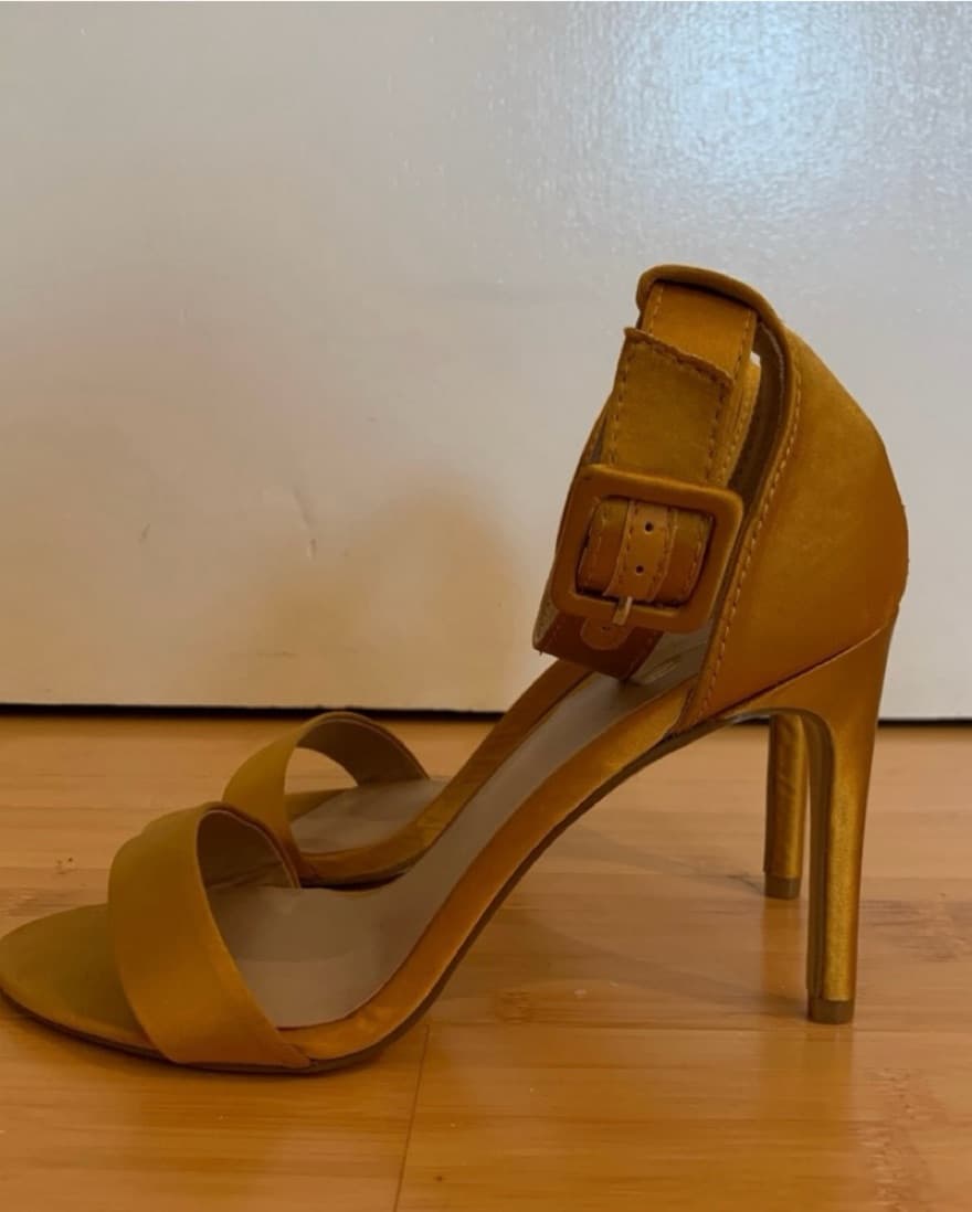 Gold Open Toe Heels - Image 1