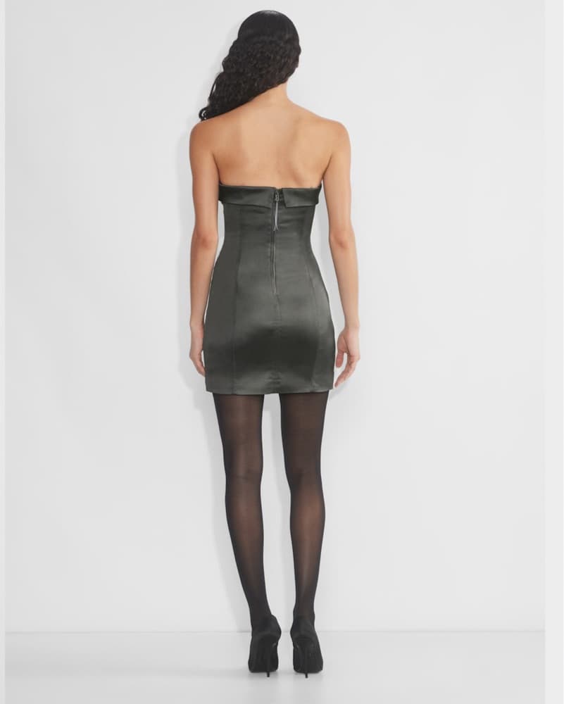 Sleek Satin Strapless Mini Dress - Image 4