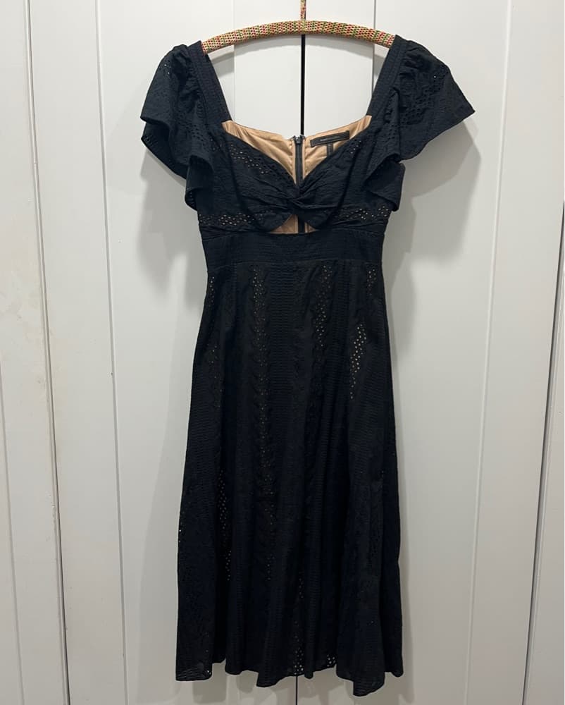 Black Eyelet Midi Dress - Image 4
