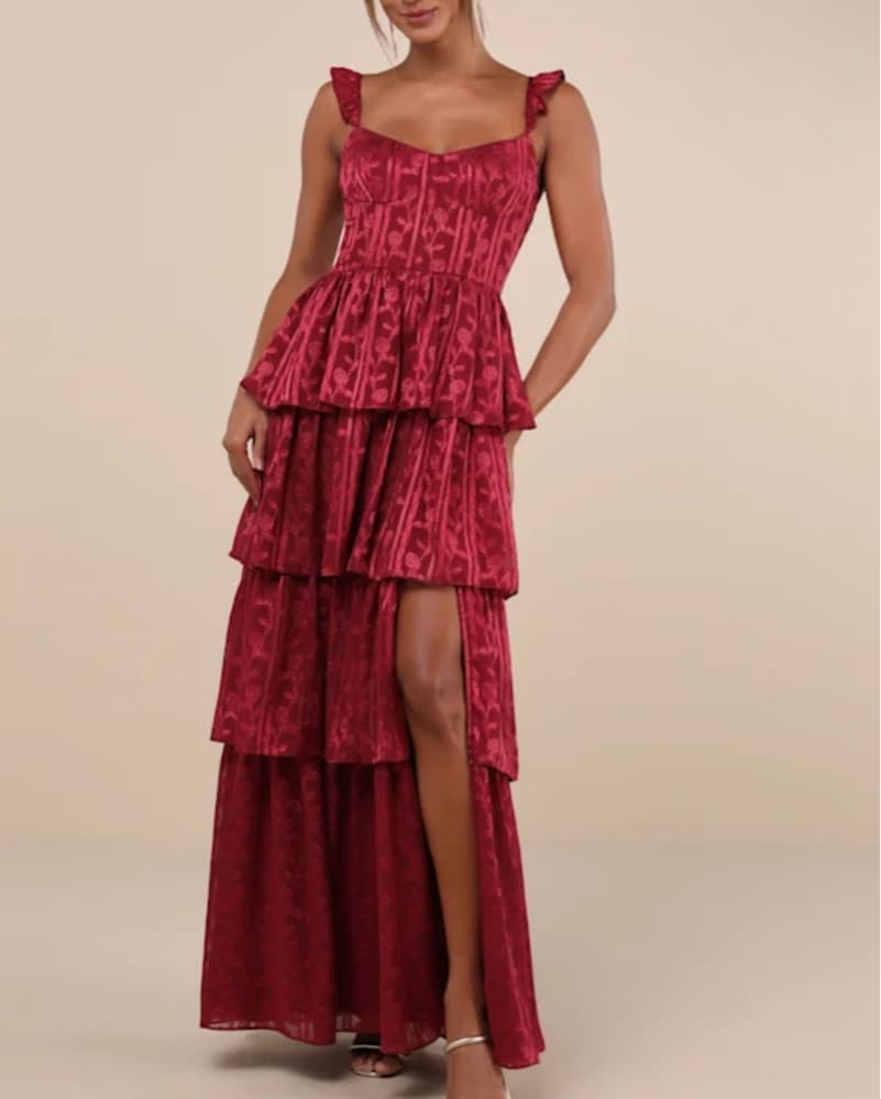Ruffled Satin Maxi Dress - Image 2