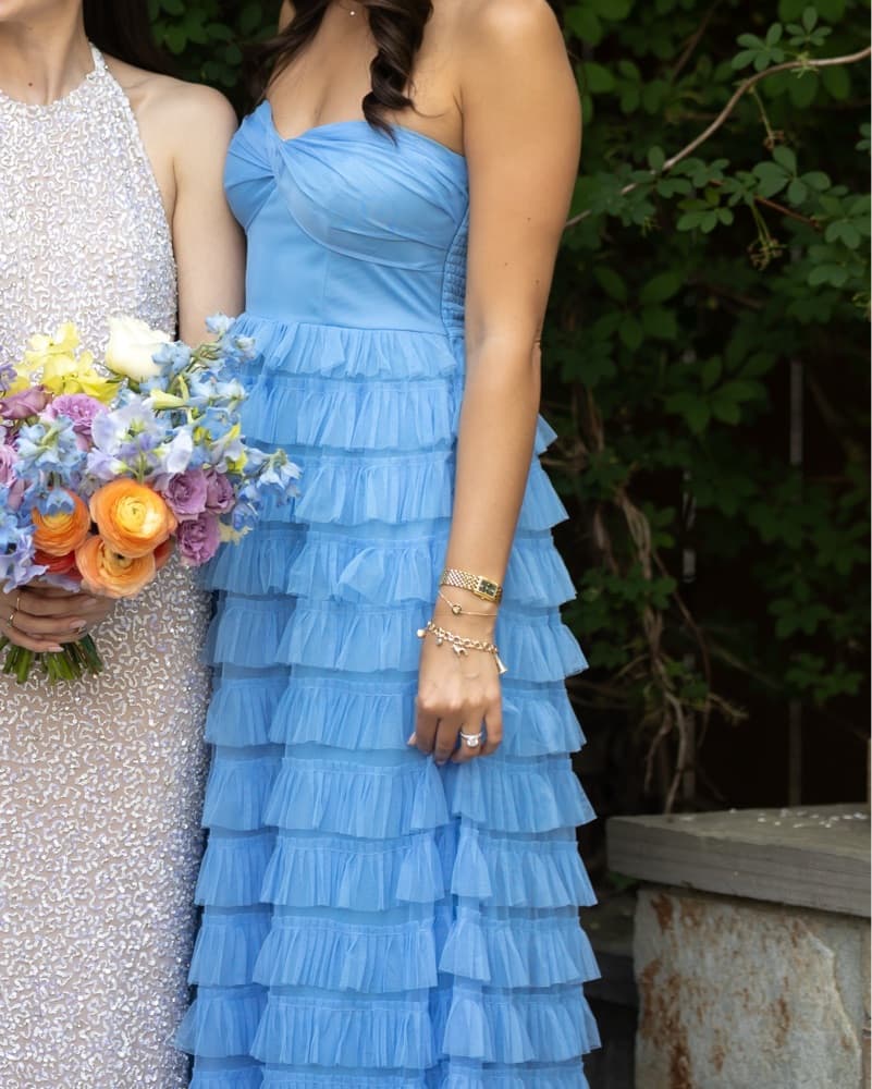 Dreamy Blue Tiered Tulle Gown - Image 3