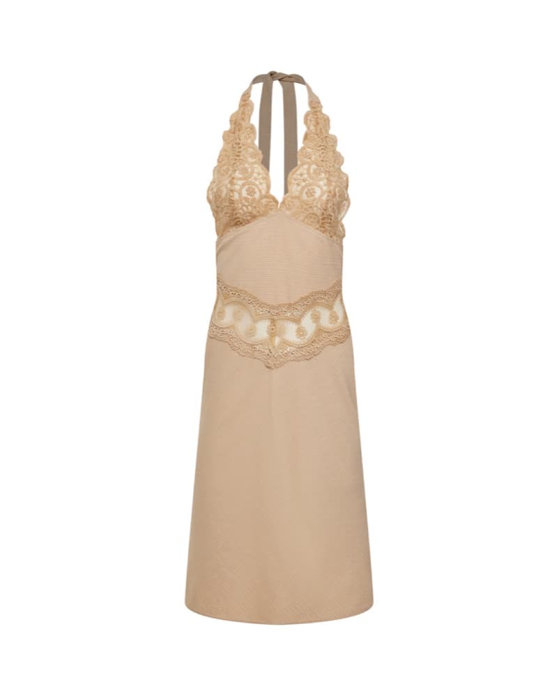 Lioness Solana Midi Dress Halter Beige - Image 2