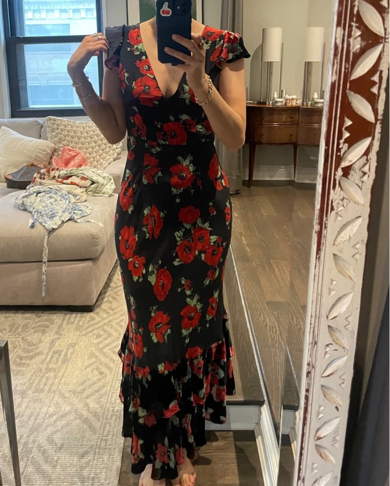 Black Rixo Dress With Velvet Trim - Image 1