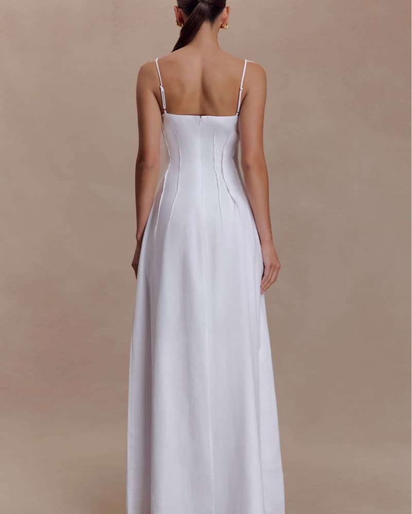 Linen White Maxi Dress - Image 4