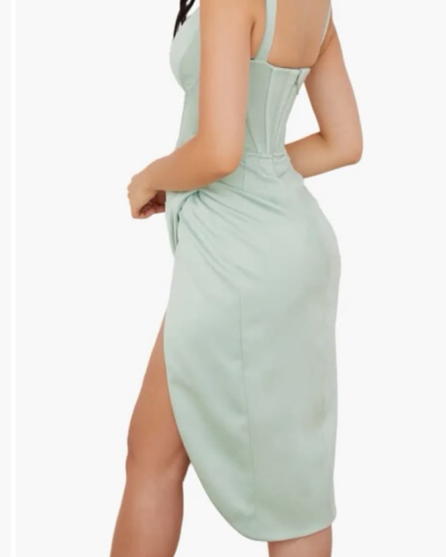 House of CB Faye Satin Mint Midi Dress - Image 4