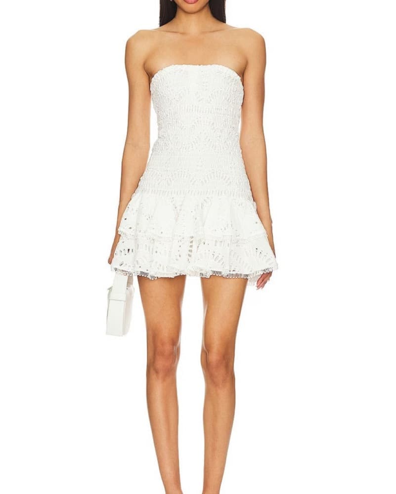 White Ruffle Mini Dress - Image 1