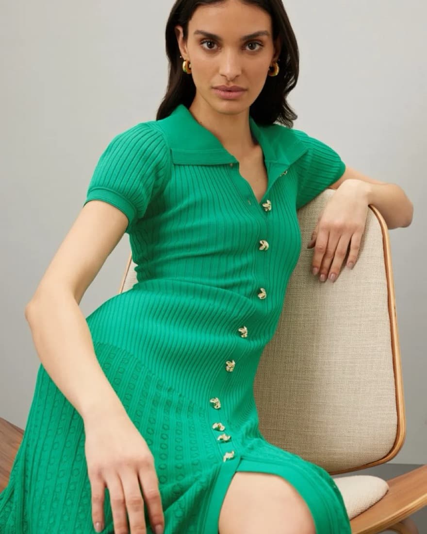 Green Sandro Midi Dress - Image 4