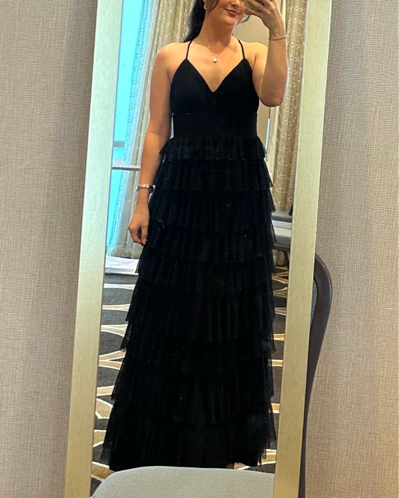 Black Tiered Maxi Dress - Image 1