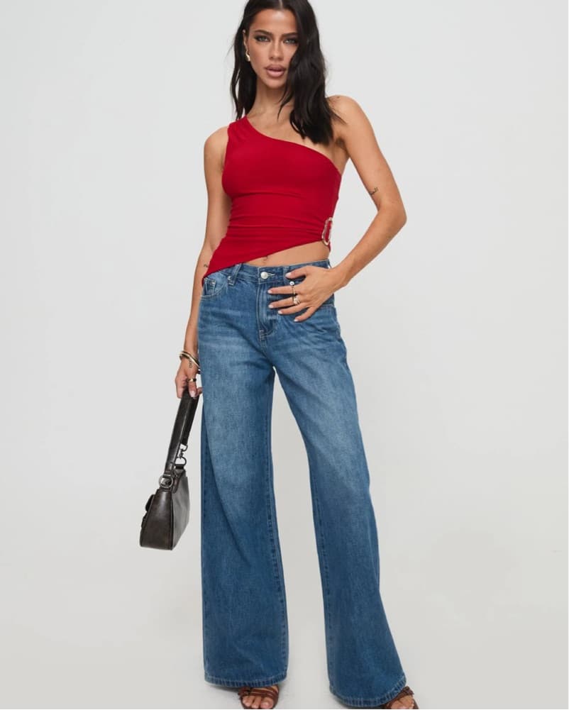 Machiatto One Shoulder Top Red - Image 1