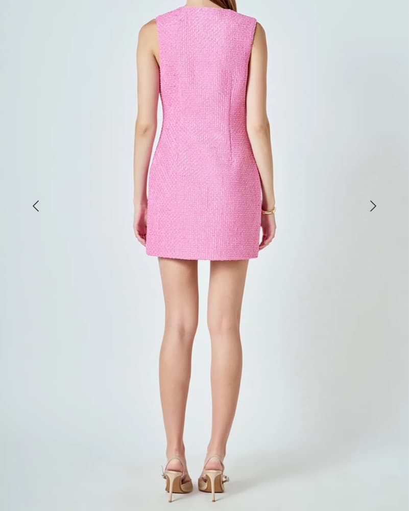 Endless Rose Pink Tweed Dress - Image 5