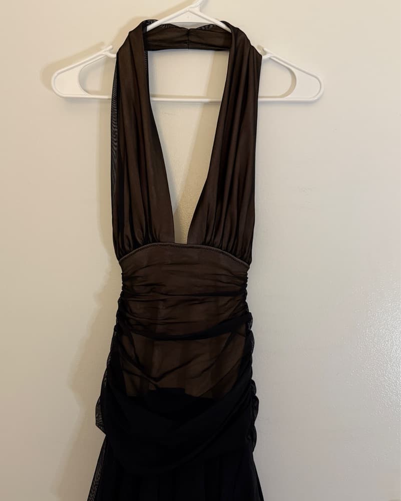 Norma Kamali Halter Ruffle Bottom Dress - Image 2