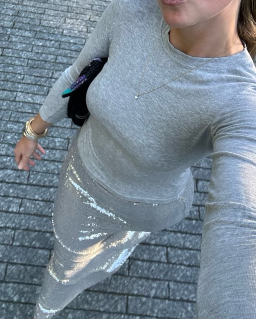 Silver Sequin Maxi Skirt - Image 1