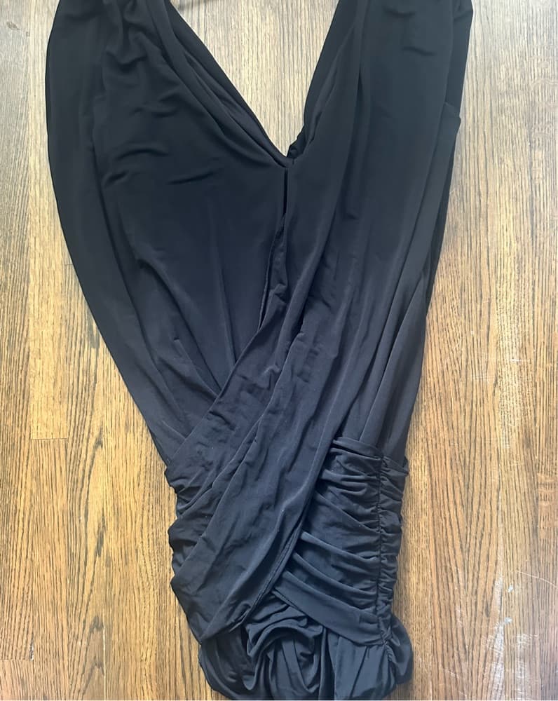 Elegant Black Draped Bodycon Dress - Image 4