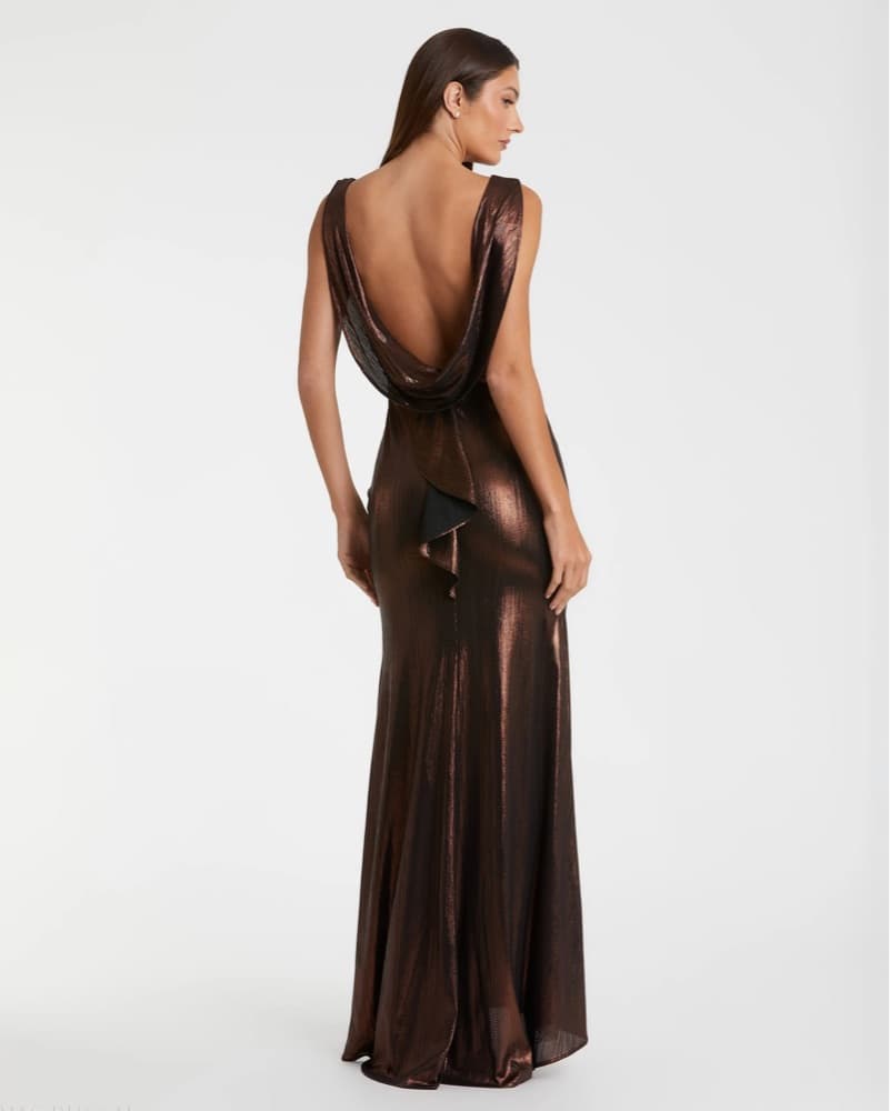 Mac Duggal Brown Metallic Formal Gown - Image 3